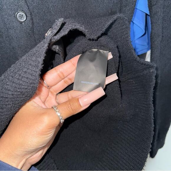 New WARDROBE.NYC Black Knit Cardigan Mini Dress with Shoulder Pads - Picture 13 of 17